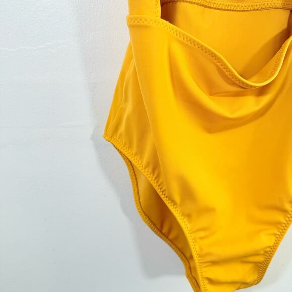Reformation Tropicana Tie Front Cutout One Piece Swim Saffron Gold Mustard Small - Picture 5 of 10